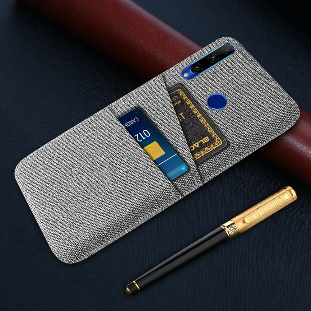 Card Case For Huawei Y6P Case Luxury Fabric Dual Card Phone Cover  For Huawei y6p 2020 Y 6P Case MED-LX9N HuaweiY6p 6.3