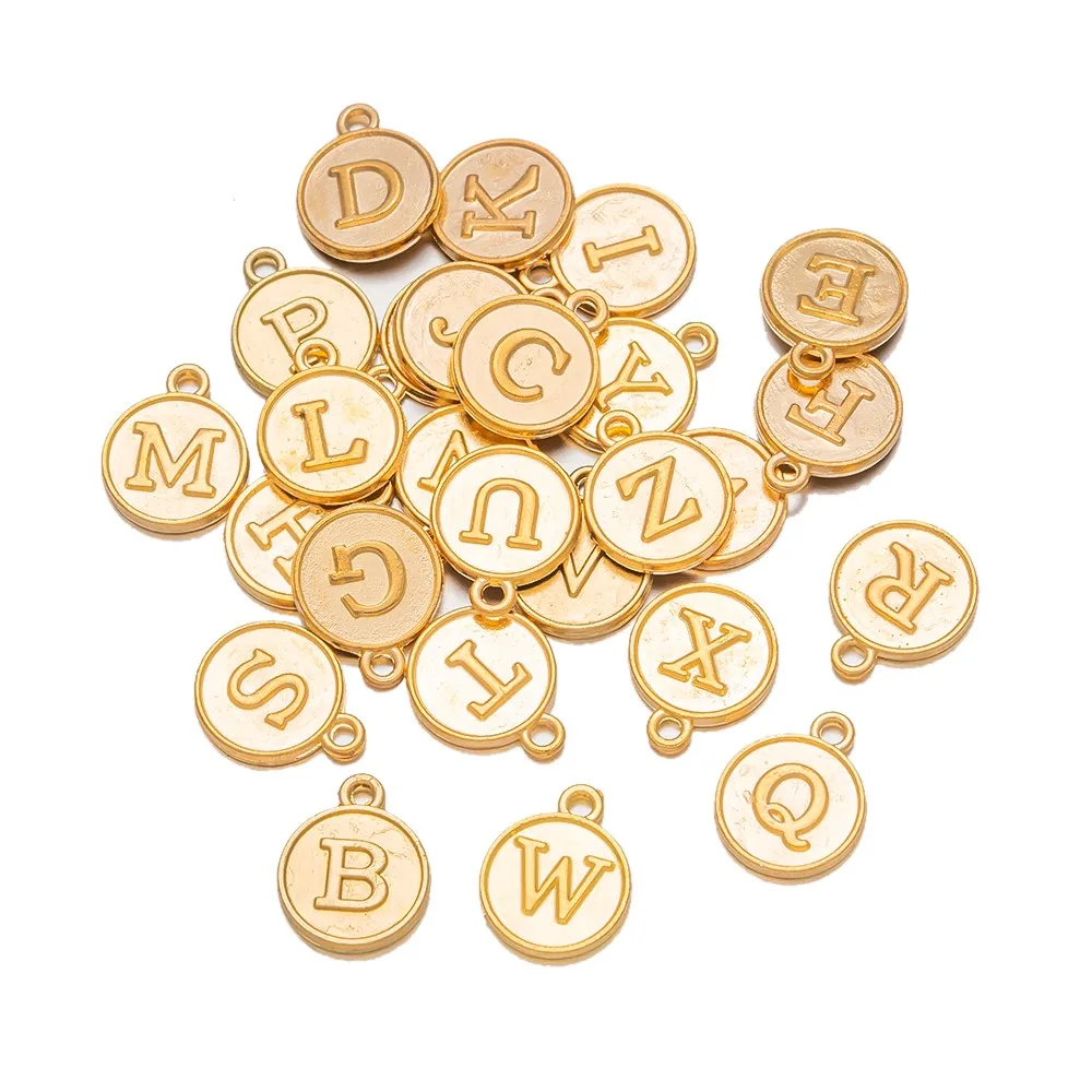 26Pcs/Set A-Z Alphabet 12mm English Letter Charms Pendant For DIY Jewelry Making Bracelet Necklace Handmade Accessories Supplies