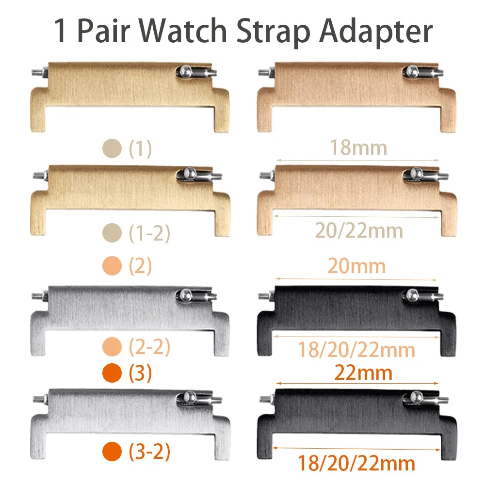 Quick Release Stainless Steel Strap Adapter Accessories Silver Black Pin Connector 18mm To 20mm 22mm,20mm/22mm To 18mm 20mm 22mm