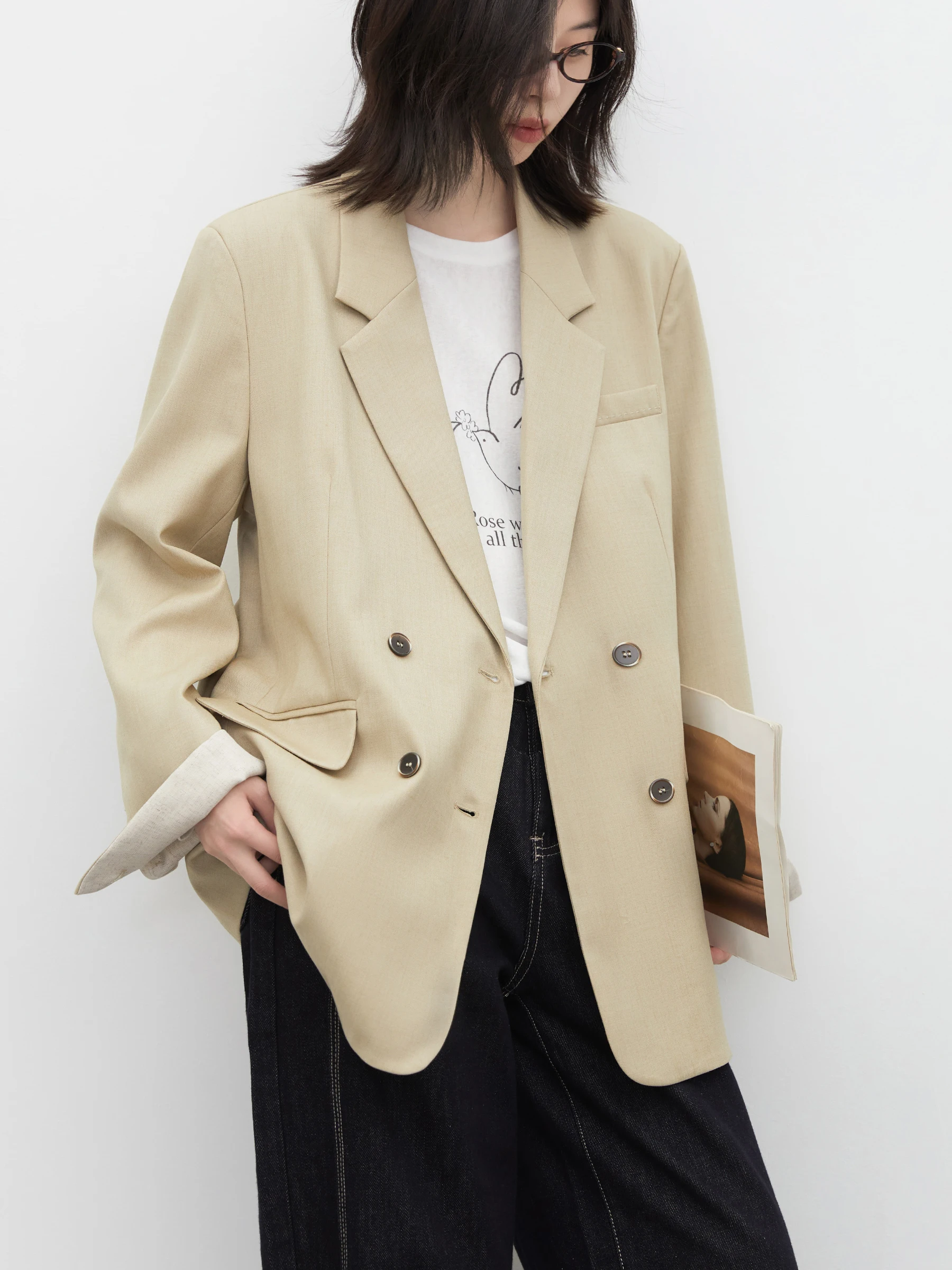 CHIC VEN New Women Blazers Coat Loose Casual Plus Size Office Ladies Suit Jacket Spring Autumn 2026 Female Overcoat