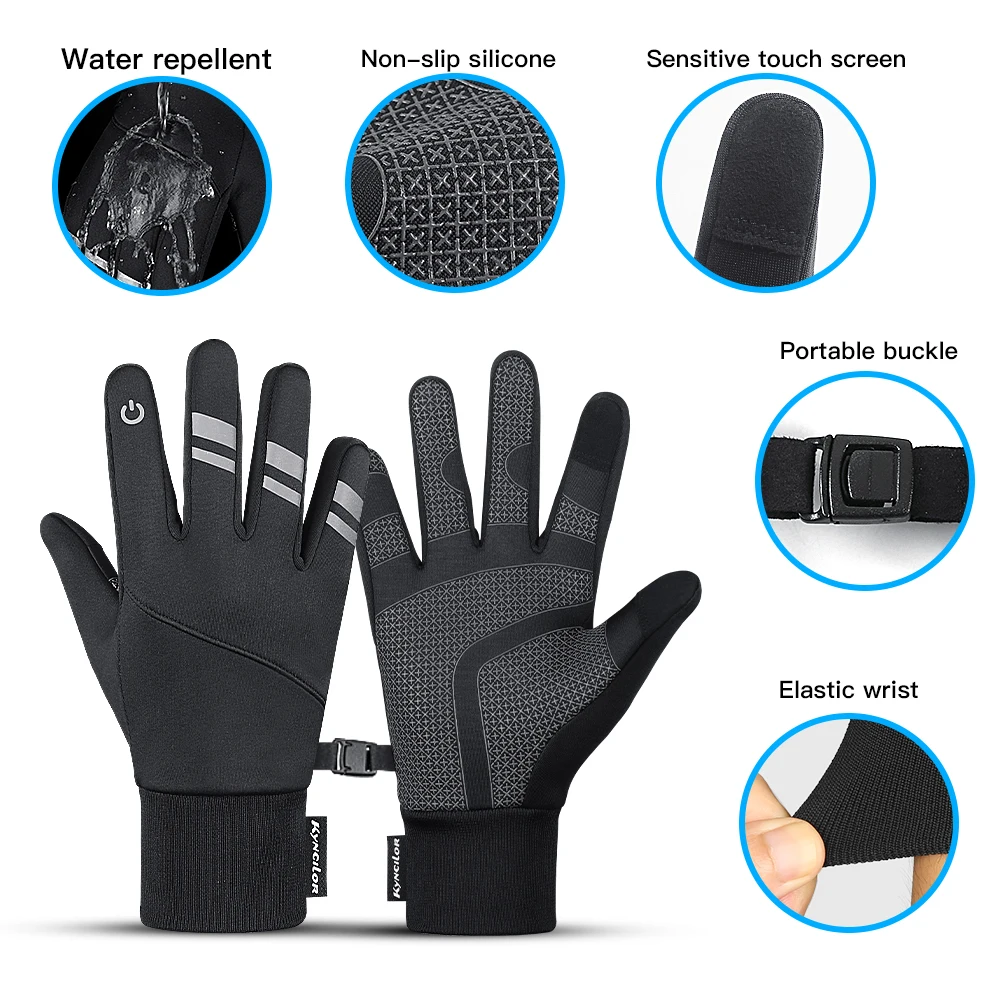 Touchscreen Winter Gloves for Men Women, Anti Slip Full Finger Gloves, Water Resistant Warm Gloves for Cycling Running Driving O
