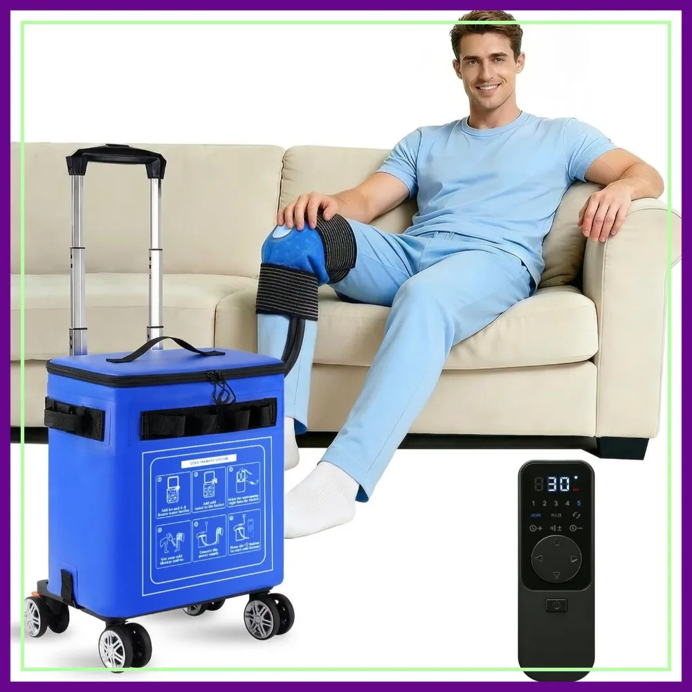 

Cold Therapy Machine for Knee Hip Shoulder, Portable Ice Machine for Post-Surgery Recovery, Quiet Leak-Proof with Wheels & Universal Pad for Pain Relief