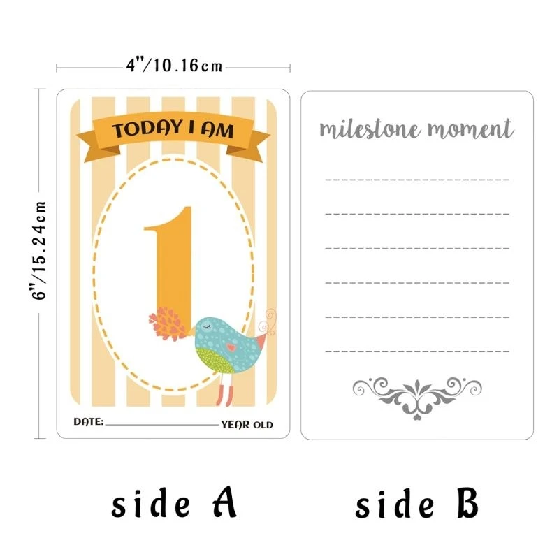 R66D 12 Sheet Baby Card Milestone Photo Sharing Cards Milestone Moment Gift Set Baby