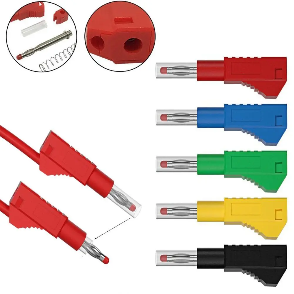 Stackable Banana Plug 4mm Banana Plug Retractable Stackable Solder In line DIY Assembly Test Banana Socket Leads Connectors