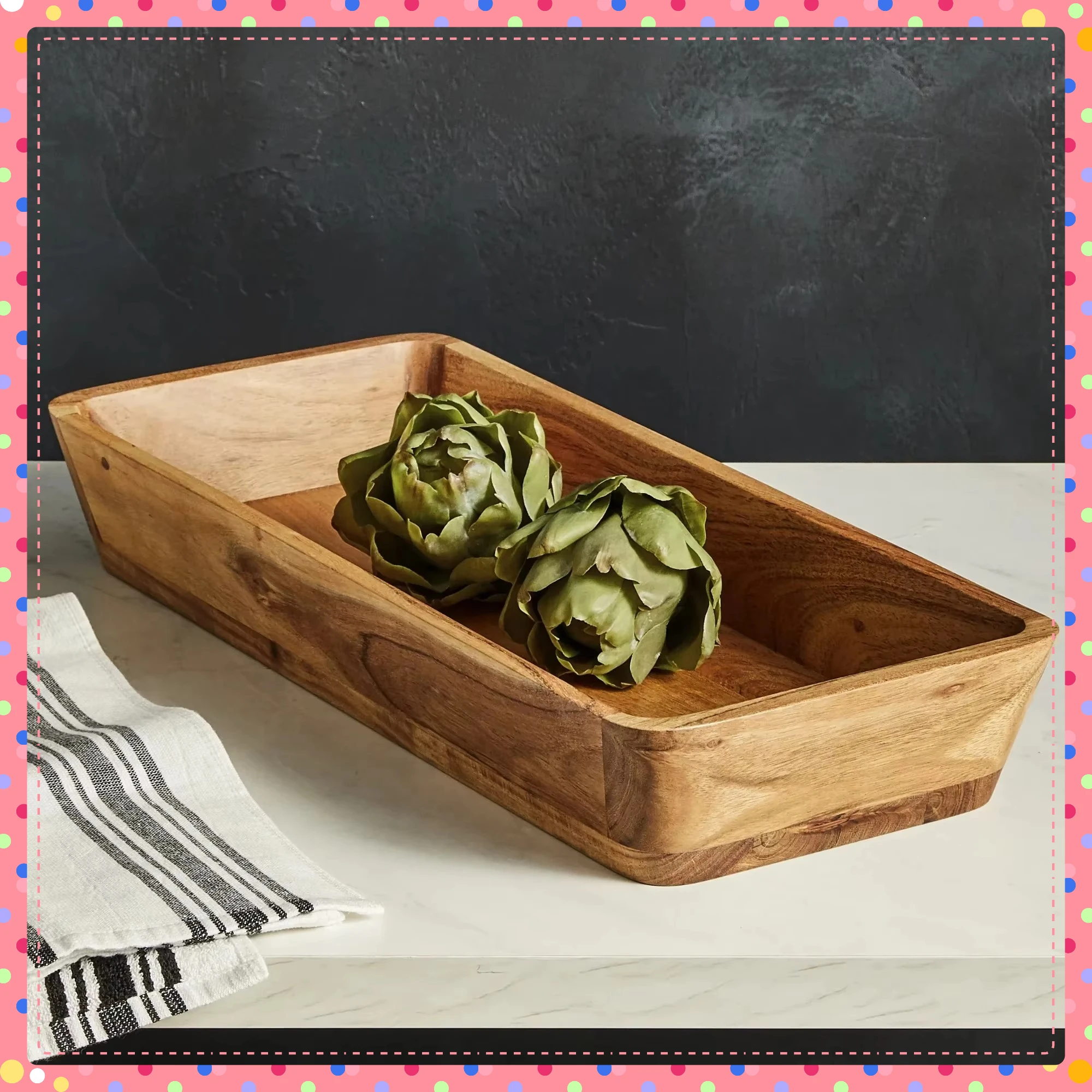 

Овальная чаша из дерева акации с натуральной отделкой | Для сервировки салата, фруктов, хлеба, центральной части обеденного стола и использования на кухне