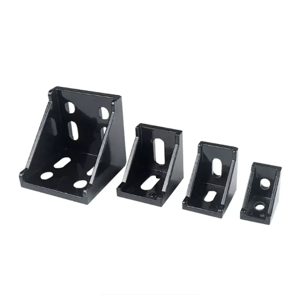 5pcs Black Angle Code Corner Bracket For Aluminum Profiles 2020 3030 4040 Rright-angle 90-degree Frame Fixing Parts Accessories