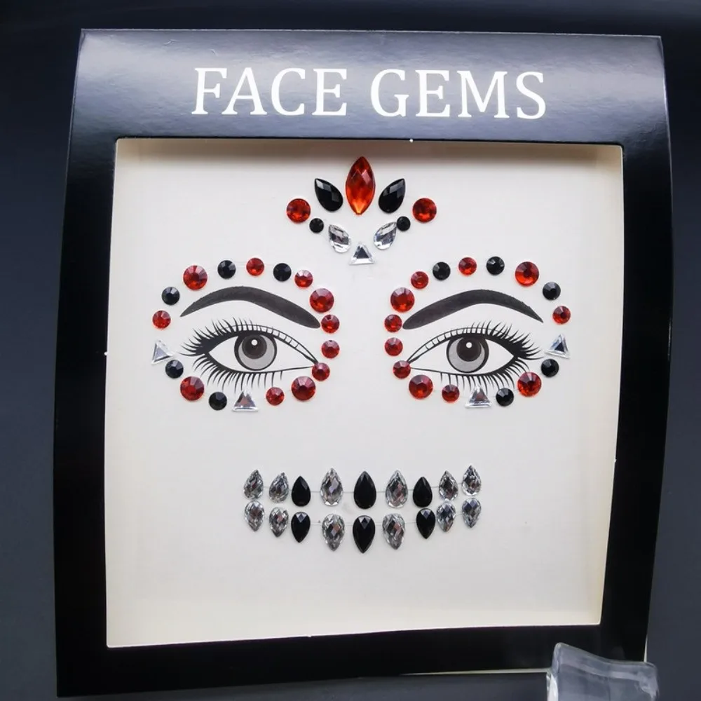 3D Resin Face Rhinestone Sticker Shiny Colorful Halloween Fake Tattoo Halloween Decor Clown Makeup Jewelry Face Sticker
