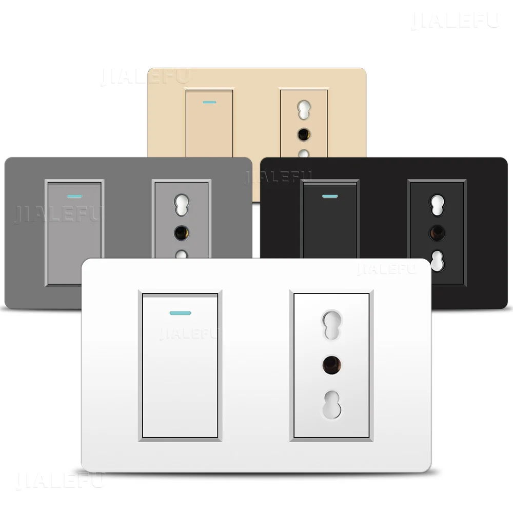 PC Fire Two Panel Italian Standard Socket Blank Switch Socket White, Gray, Black, Gold Four Colors Available