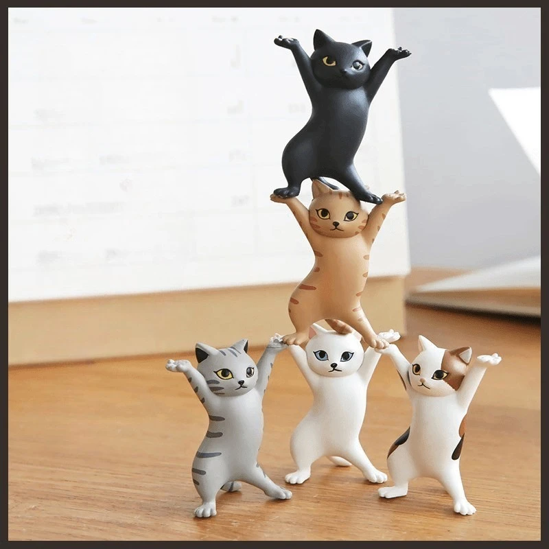 Sinuous Cat Pen Holder Headphone Stand Amusing Feline Themed Gift Birthday Present Plastic Animal Figurine Home Decoration Craft