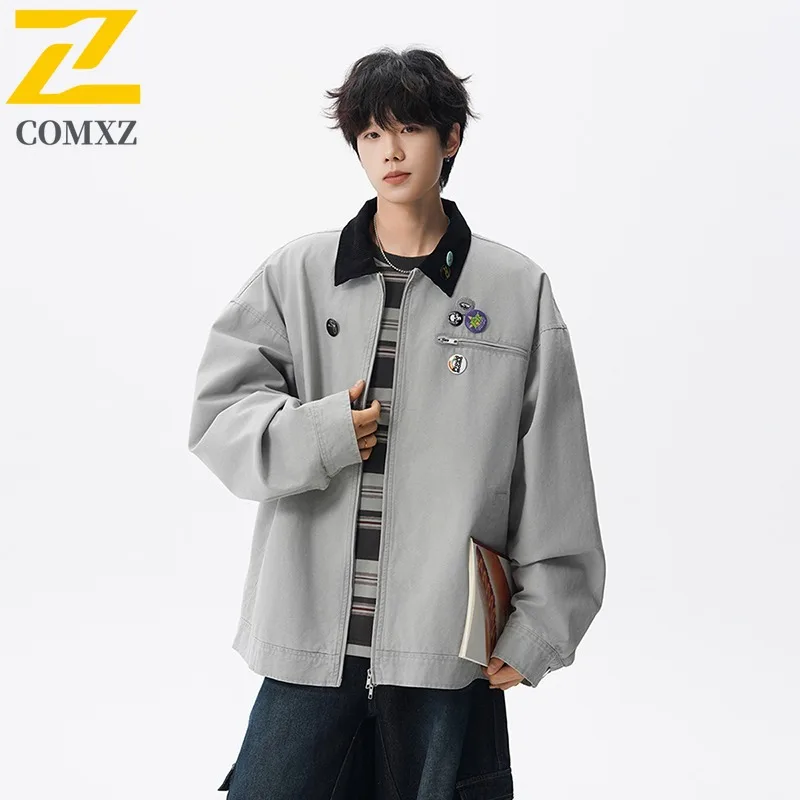 

COMXZ Windbreaker Waterproof Men Women Outdoor Sports Jacket Loose Fit Streetwear Baseball Coat for Camping Fishing Hiking 2025