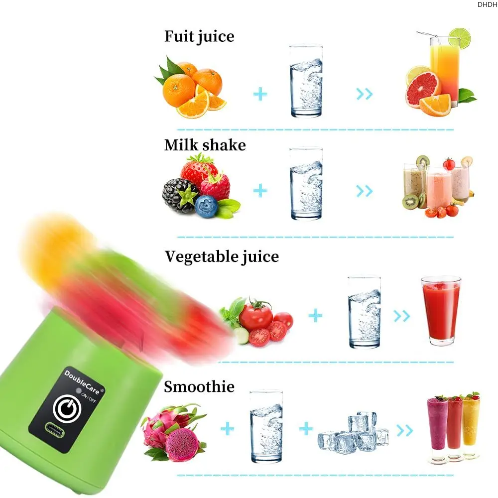 Summer Personal Electric Mini Juicer Home Electric USB 6 Blades Juicer Cup Machine Portable Fruit Juice Blenders for Kitchen