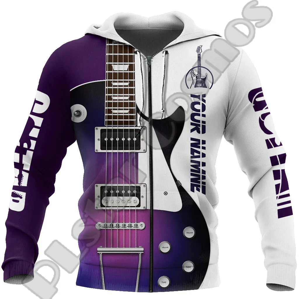 NewFashion Custom Name Music Electronic Guitar Colorful Polyester Retro Tracksuit 3DPrint Harajuku Casual Funny Hoodies Jacket 8