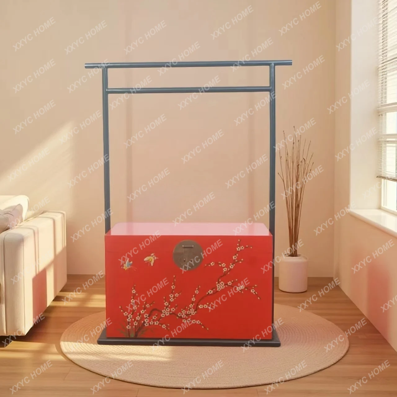 New Chinese Zen Style Floor-standing Bedroom Solid Wood Coat Rack  Clothes Rack