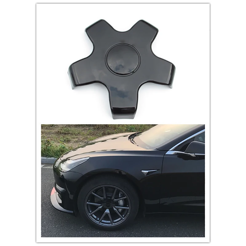 1PCS Wheel Hub Cover Dust Cap ABS Waterproof Durable Wheel Rim Center Hub Decor for Tesla Model 3 (Bright Black)