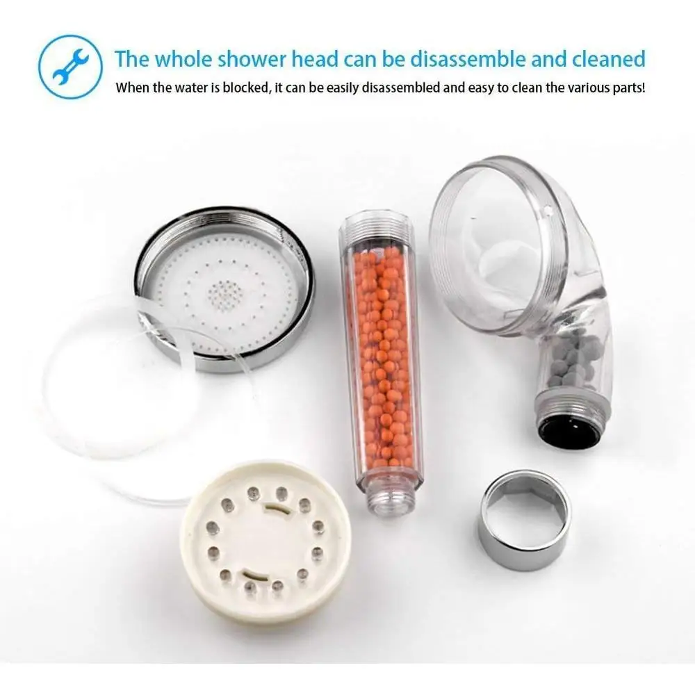 LED Shower Head High Pressure Water Filter Handheld Showerhead System Purifies Chlorine Reduces Dry Skin Hair Loss Easy