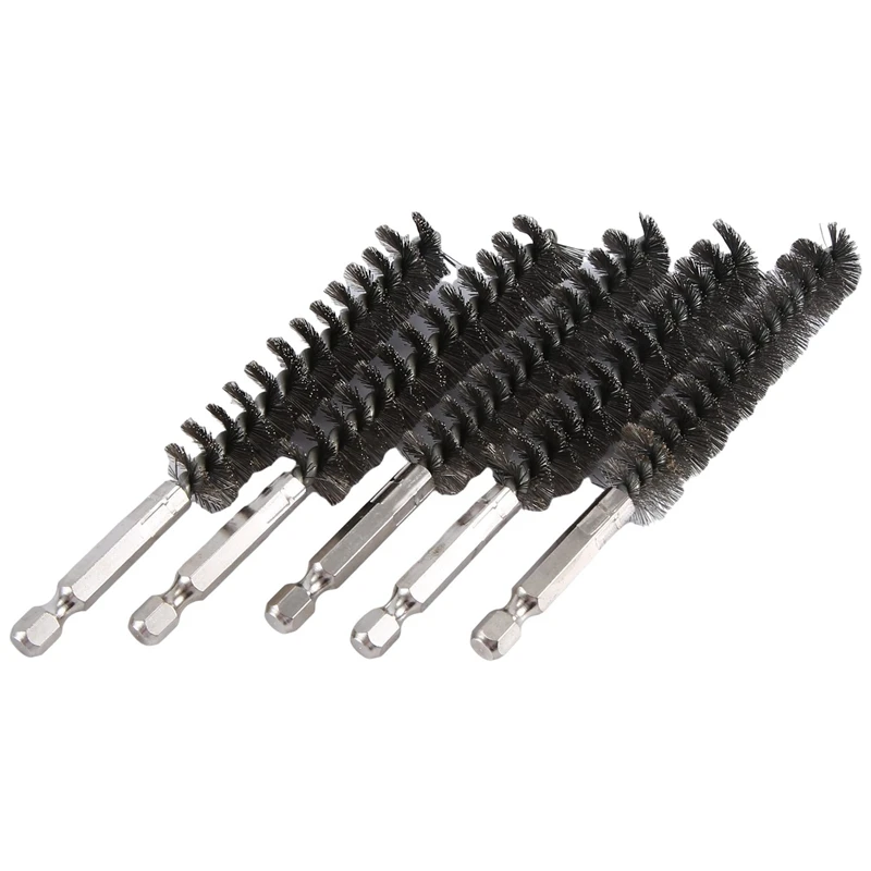 HOT! 6X Stainless Steel Bore Brush Wire Brush For Power Drill Cleaning Wire Brush Stainless Steel Brush With Hex Shank Handle