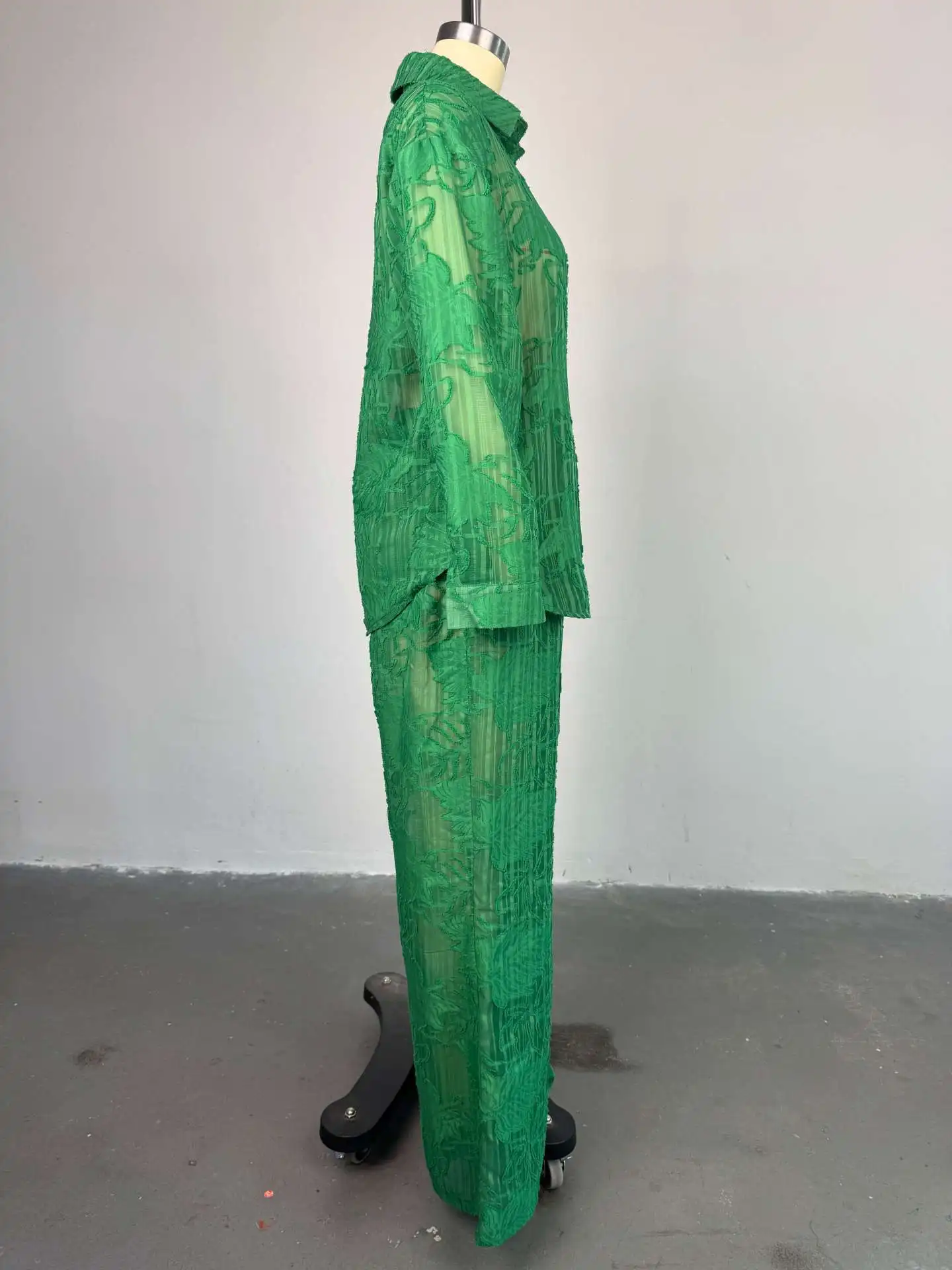 Setelan Wanita Sister Star Kemeja Lengan Panjang Saku Tambalan Kerah Segar Manis Celana Lurus Pinggang Tinggi Set Dua Potong Komuter