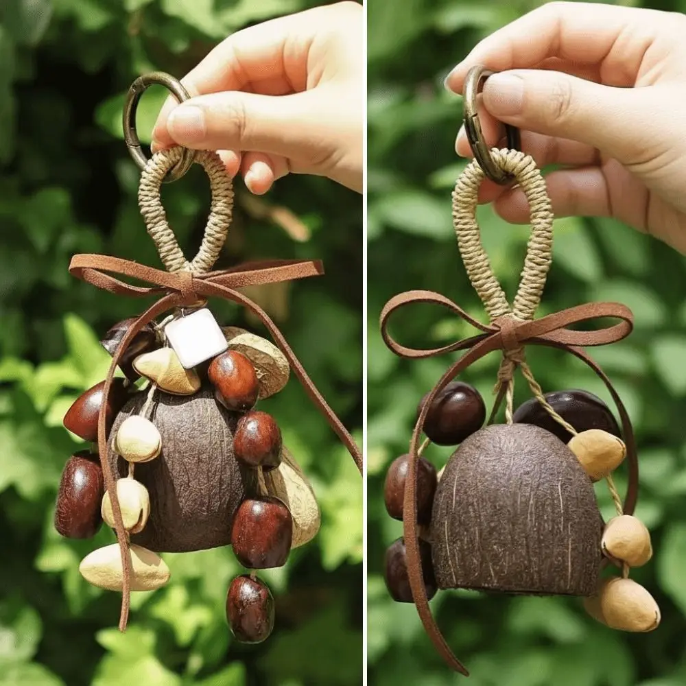 Natural Nut Shell Nut Shell Wind Chimes Hand Cranked Yoga Meditation Natural Fruit Shell Bells Kit DIY Wind Chimes Material Kit