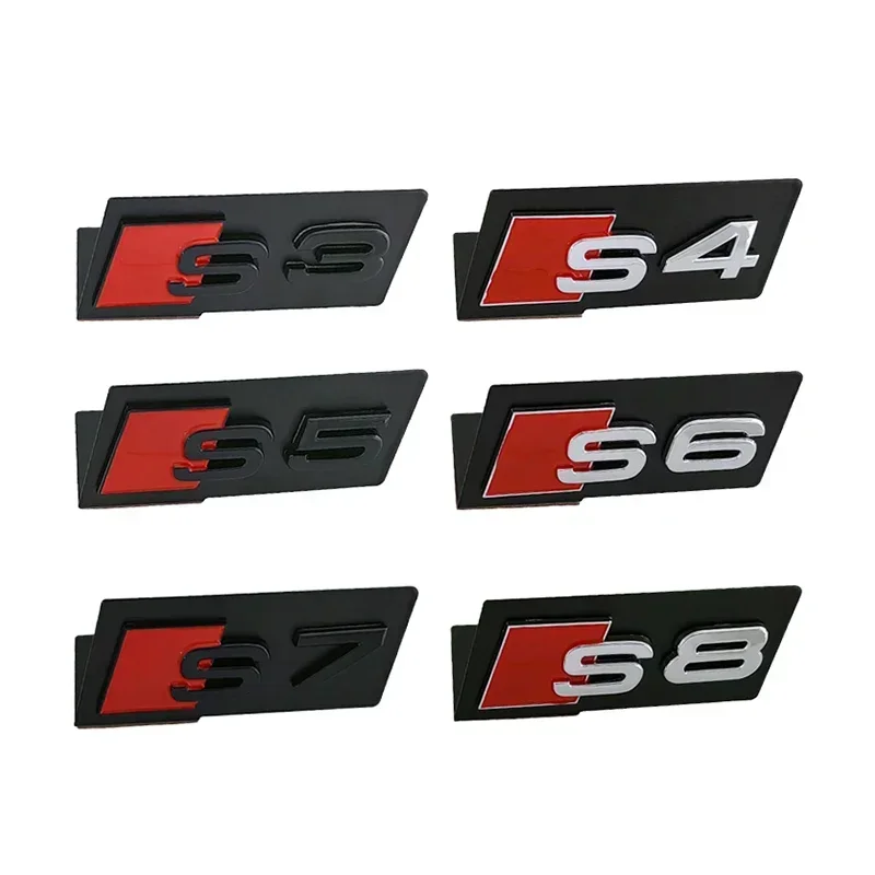 Car Metal Front Grille Emblem Sticker Accessories for Audi Sline S2 S3 S4 S5 S7 S6 S8 SQ5 SQ7 TTS Quattro A6 A9 A7 Q3 Q5 Q7 RS4