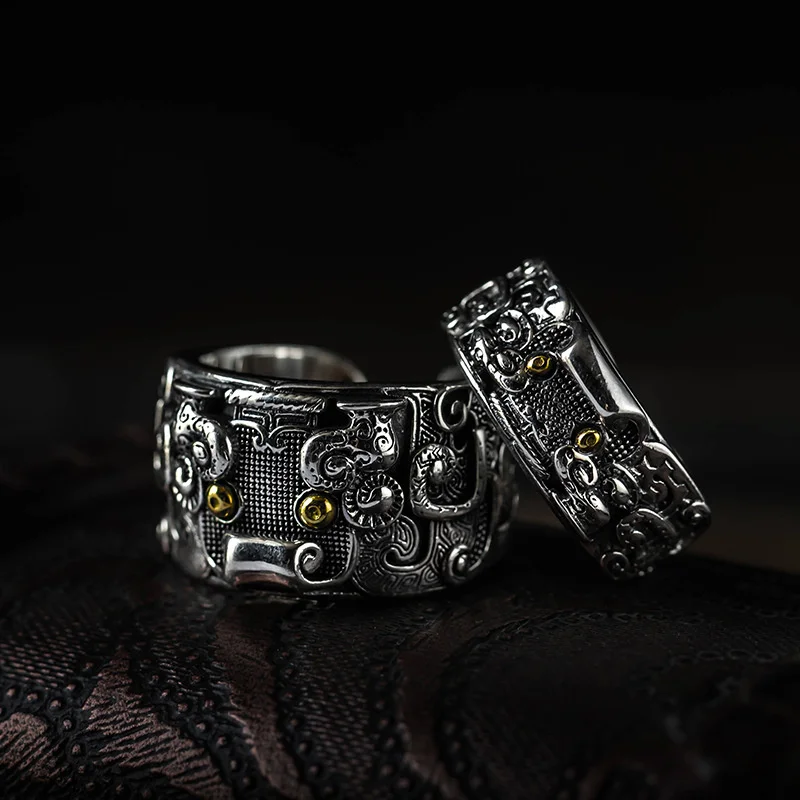 Anillo ajustable de plata 925 para hombre, joyería con personalidad, diseño glutoso, accesorios para dedos