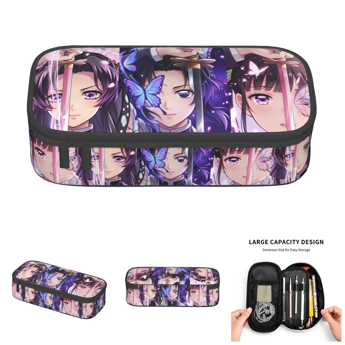 

Kawaii Kanae Kocho Demon Slayer Shinobu Kocho Pencil Case for Girl Boy Large Capacity Kanao Tsuyuri Pencil Box Stationery