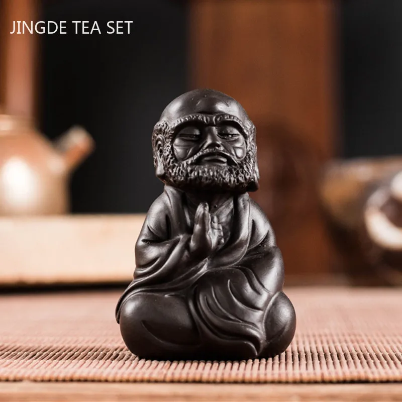 Chinese Purple Clay Tea Pet Handmade Figure Statue Ornaments Sculpture Crafts Home Tea Set Decoration Accessories Gifts