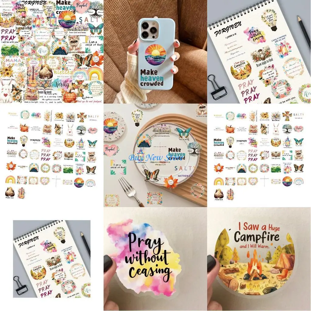 

20CE 50 Sheets Removable Art Stickers Waterproof Motivational Designs for Journals