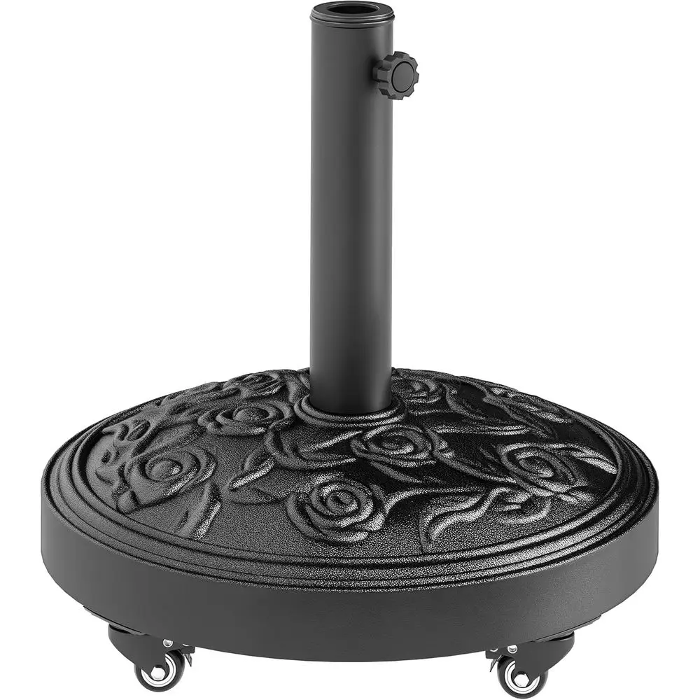 

Round Patio Umbrella Base, 46 lbs Resin Umbrella Base with Wheels, Outdoor Umbrella Stand or 1.3/1.5/1.9 Umbrella Poles, Outdoor
