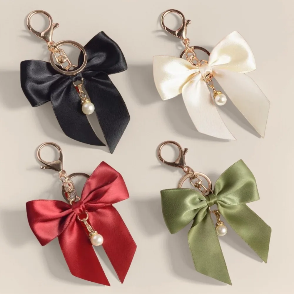 

Ribbon Cloth Butterfly Keychain Backpack Pendant Color Pearl for Woman Key Ring Chain Ins Style Cute Moto Car Keyring Gift