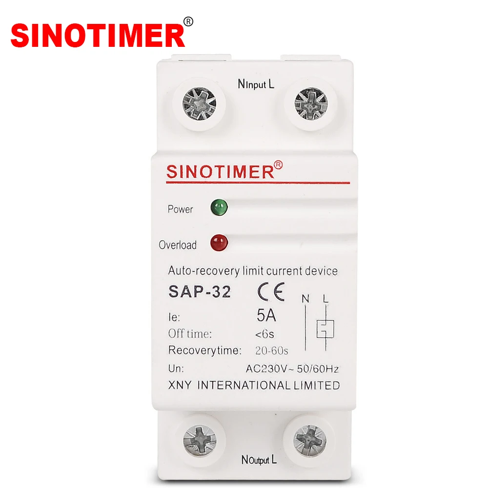 5A 220V AC 230V Din Rail Over Current Limit Protector Auto Recovery Current Limiter Protection Overload Device Circuit Breakers