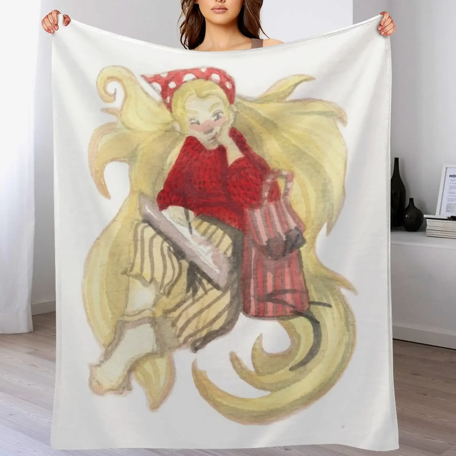 

New Rapunzel Girl Doing a Drawing in Watercolour Throw Blanket Warm Flannel Blanket for Couch Chair Bedroom