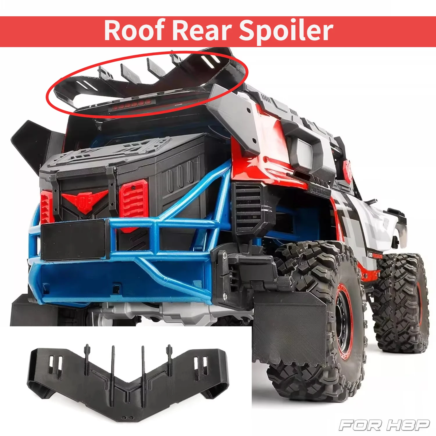 Roof Rear Spoiler Custom Size High Grade Upgrade Parts for 1/8 Scale MJX H8P RC Crawler Body Shell Appearance Decor Accessories