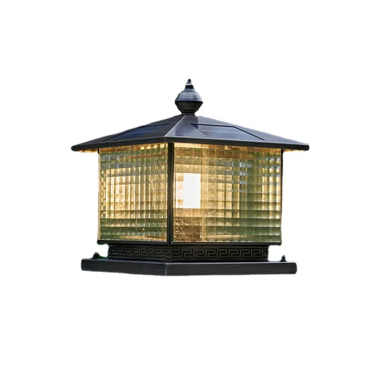 All copper stigma , villa door  courtyard wall  square outdoor waterproof door pillar lamp, solar energy saving