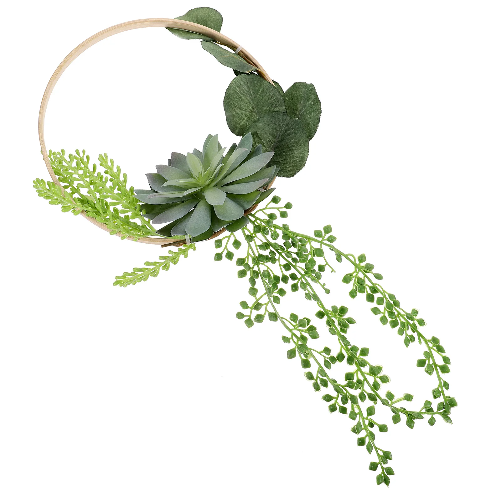 

Artificial Succulent Wreath 20cm Bamboo Ring Pink Agave LF51280F Home Decor Wall Hanging Plant Decorations Greenery Bedroom