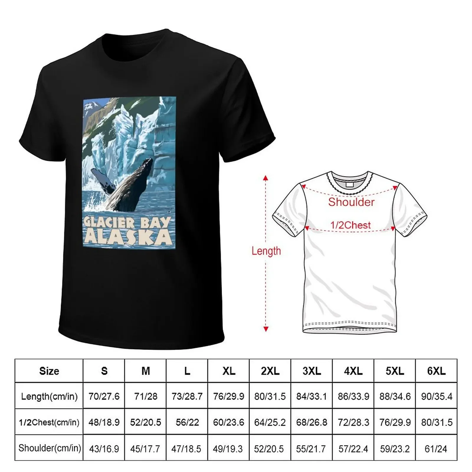 Glacier Bay National Park Splashing Whale Alaska Vintage Travel Decal T-Shirt quick drying cheap stuff mens shirts graphic tee