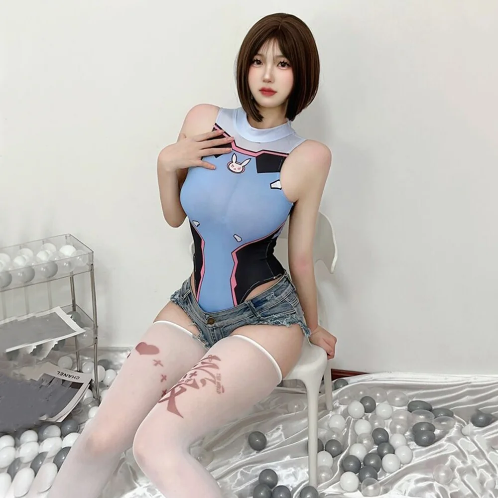 Erotic Lingerie For Ladies Cartoon Print Big Eyes Girl Japanese Style School Swimwear Cosplay Bodysuit Porn Body Lingerie Women