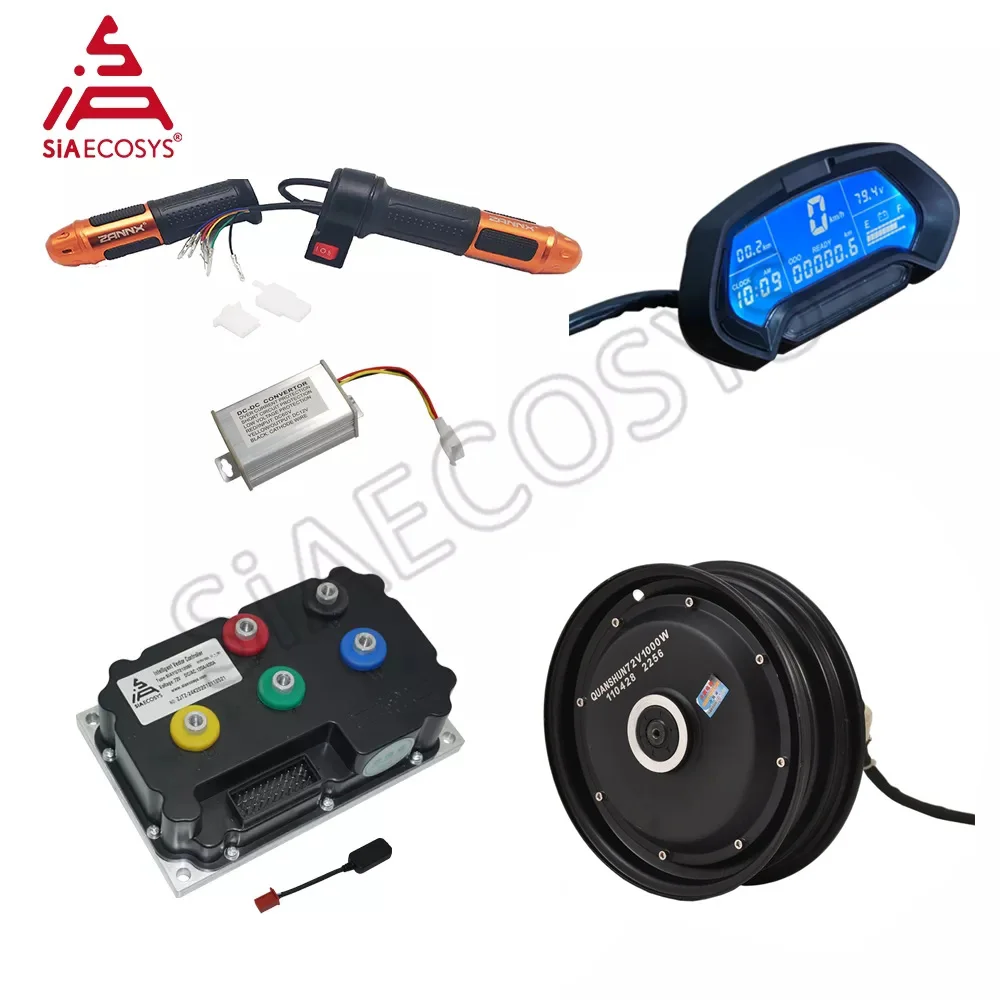 

QSMOTOR 10x2.15inch 3000W 60V/72V 80kph BLDC Hub Motor with Far Driver SIAYQ72120 Controller For Electric Scooter