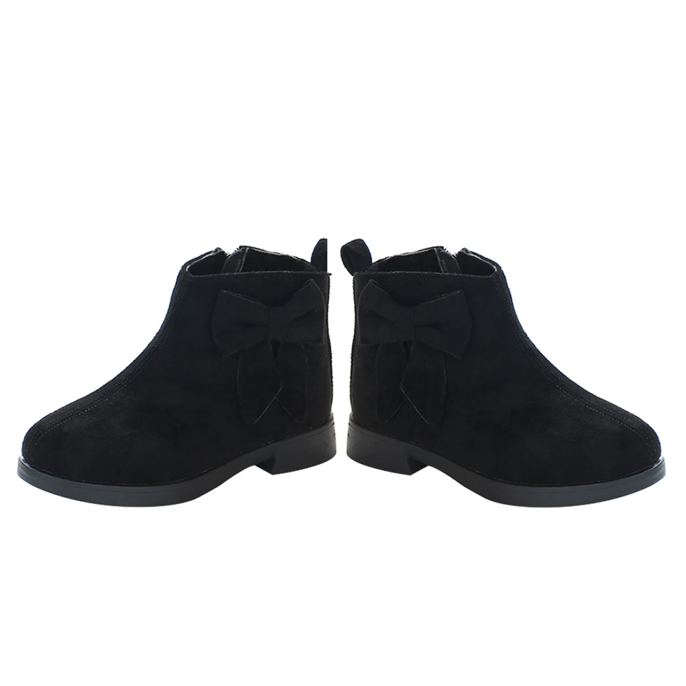 

Children's Single Boots Girl Kids Shoes Ankle Winter Girls Booties with Bow for Toddler Chunky Heel