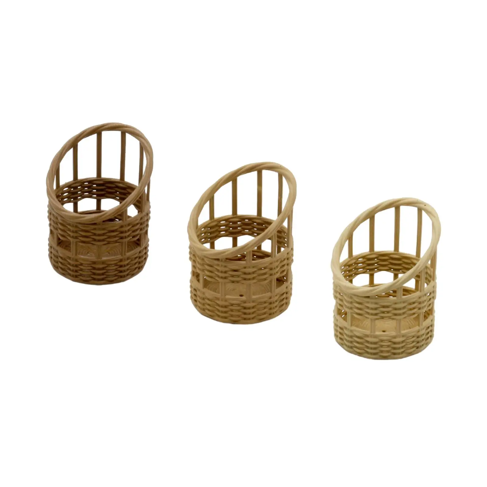 Dollhouse Picnic Basket 1/6 1/8 Miniature Woven Baskets Life Scene Camping Food Snack Basket Scences for Children Kids Age 3~6