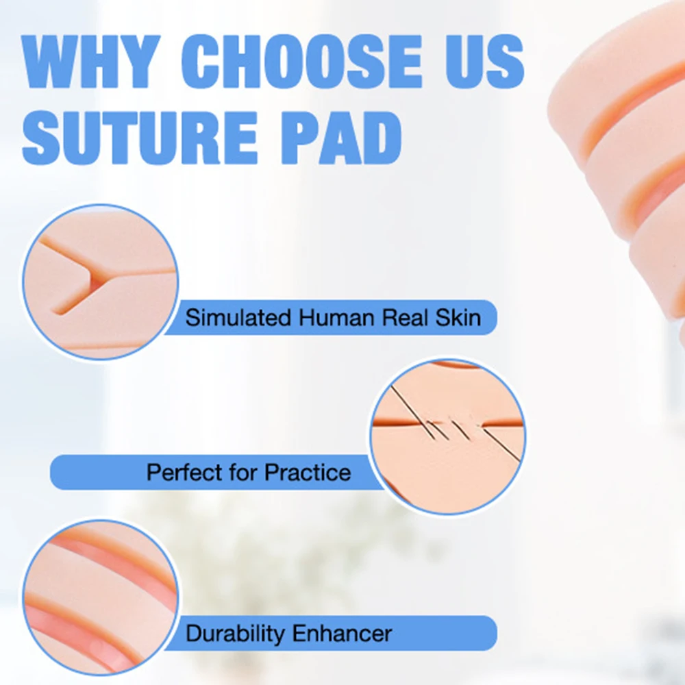 مجموعة أدوات تدريب خياطة الجلد المصنوعة من السيليكون للجروح الجراحية للتدريب على الممارسة الطبية والخياطة الصدمية وممارسة استخدام الجلد #5