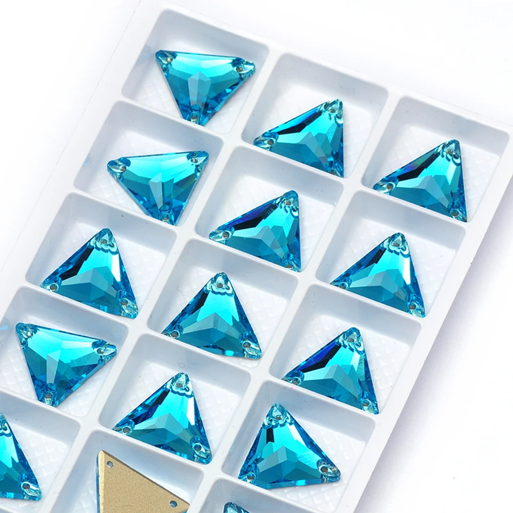 PUBRILE Aquamarin-Glas-Nähsteine Flache Strasssteine DIY Handarbeitsdekorationen Aufnähbare Kristallsteine für Taschen und Kleidung – Detail 14
