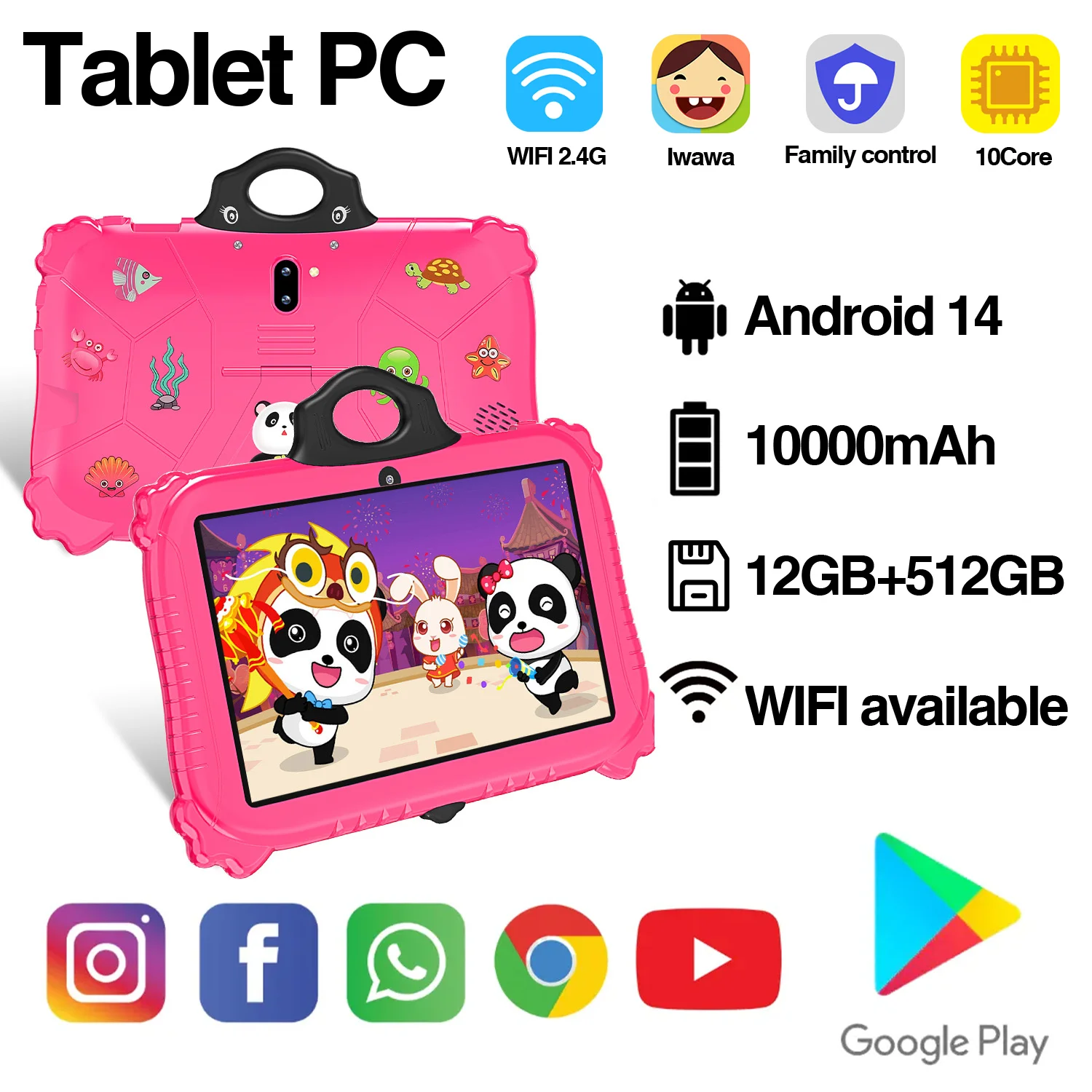 2025 Kid's Tablet C79  Android14 HD Screen 12GB RAM 512GB ROM Dual Card Dual Standby 10000mAh Bluetooth GPS WIFI16MP+32MP Tablet