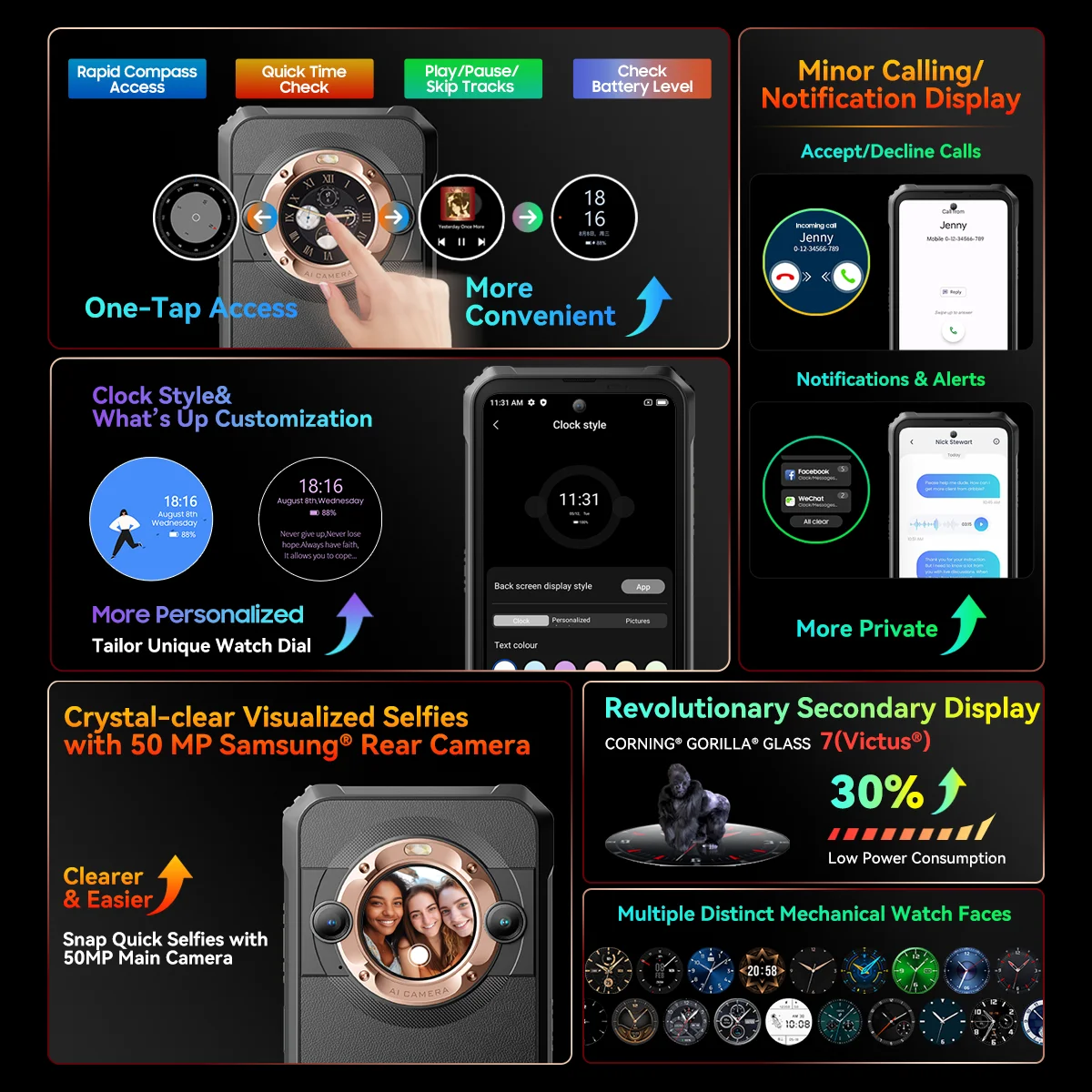 Imagem -03 - Smartphone Robusto Blackview-bl9000 5g 6.78 Tela 2.4k 12gb 512gb 50mp 8800mah Carregador de 120w Dual Display Celular