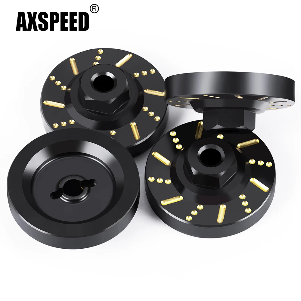 AXSPEED 4Pcs Black Coating Brass Counterweight Wheel Hex Hub Axle Adapters for FMS FCX18 1/18 FCX24M 1/24 RC Car Model