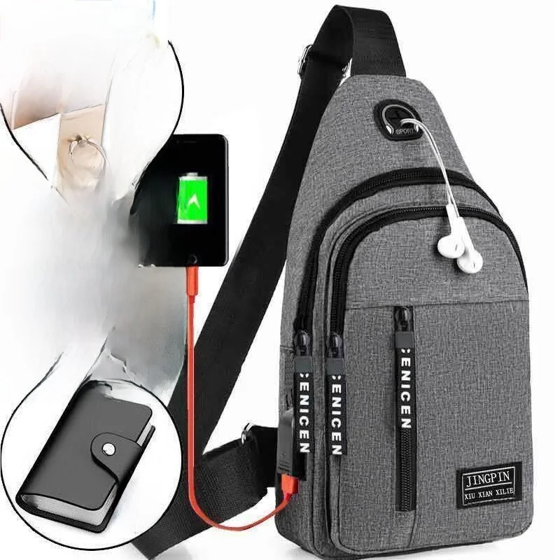 

Casual Unisex Crossbody Bag Sporty Mobile Phone Bag for Couples Street Style Hip Hop Chest Bag Soft Polyester Material