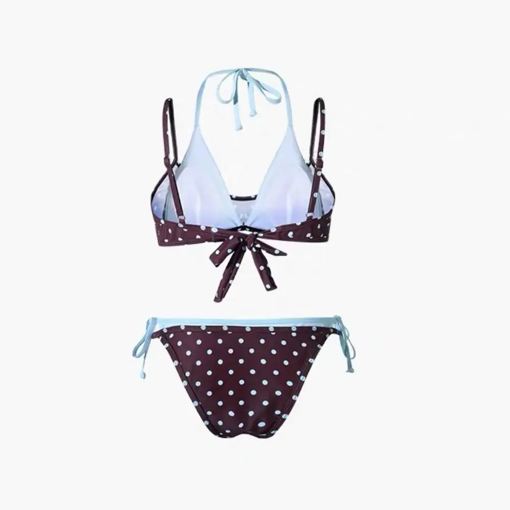 Modisches Polka-Dot-Bikini-Set mit Neckholder, tiefem V-Ausschnitt und niedriger Taille, Damen-Bademode, Patchwork, Schnürung, Damen-Badeanzüge, Strand – Detail 11