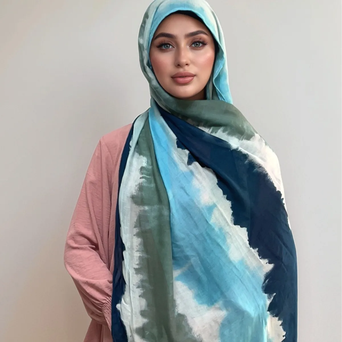 

New Hanging Dye Splicing Cotton Scarf Hijabs for Woman Head Wrap for Women Turbans for Women Muslim Fashion Turban Hijab