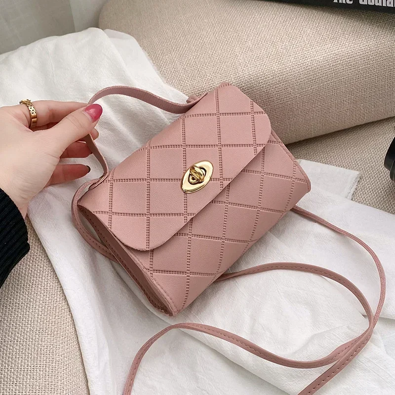 Lingge Women\'s Messenger Bag Fashion Luxury Phone Bag PU Leather Small Shoulder Bag Designer Popular Handbag Women Coin Purse