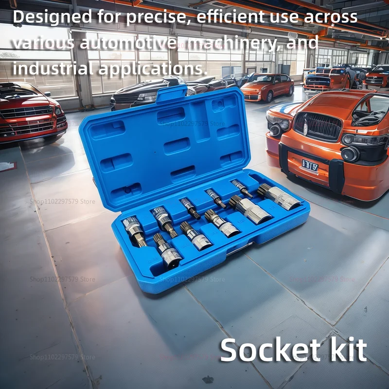 10 Pack Triple Square Spline Bit Socket Set M4 to M18 CR V Steel 1/4 3/8 1/2 inch Drive with Storage Box Automotive Garage Tool