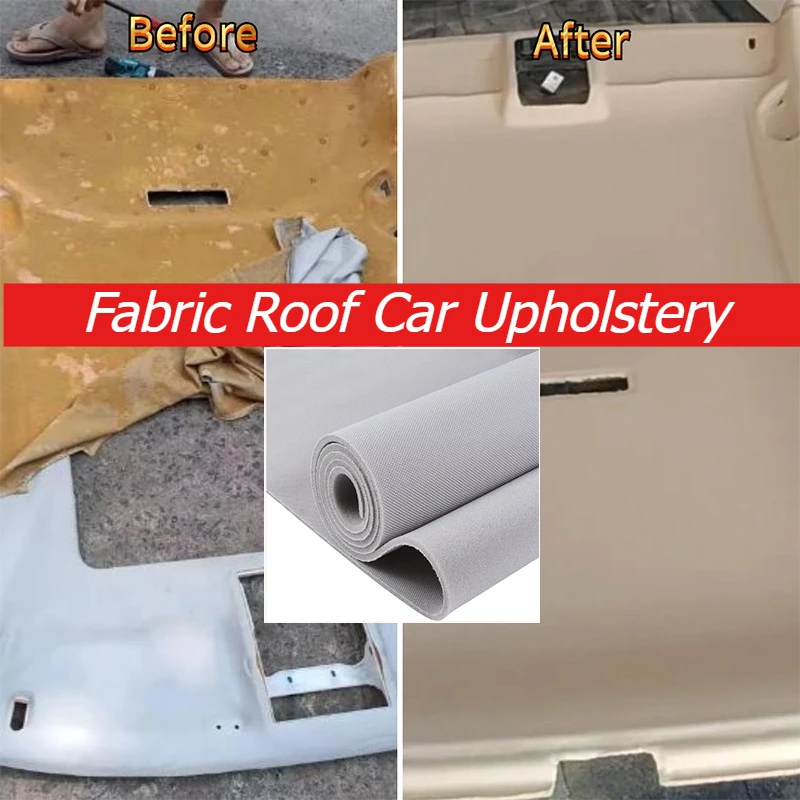 

200/300x150cm Roof Headliner Fabric 3mm Foam Backing Car Upholstery Interior Trim DIY Roof Repair Replacement Mesh Fabric Cloth